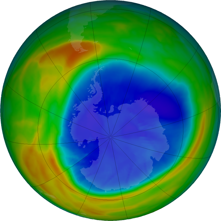 Antarctic ozone map for 08 September 2024